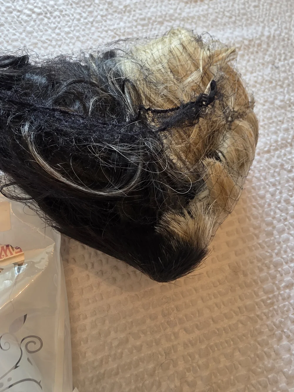 Two Tone Black-BlondeWig with  Wig Cap New